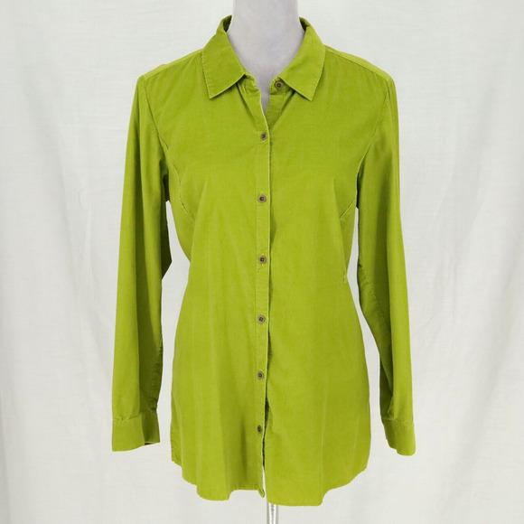 J. Jill Tops - J Jill Top Womens Medium Green Corduroy Tunic Long Sleeve Boho Chic Hipster